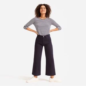 Everlane The Wide Leg Crop Pant in True Black, 8